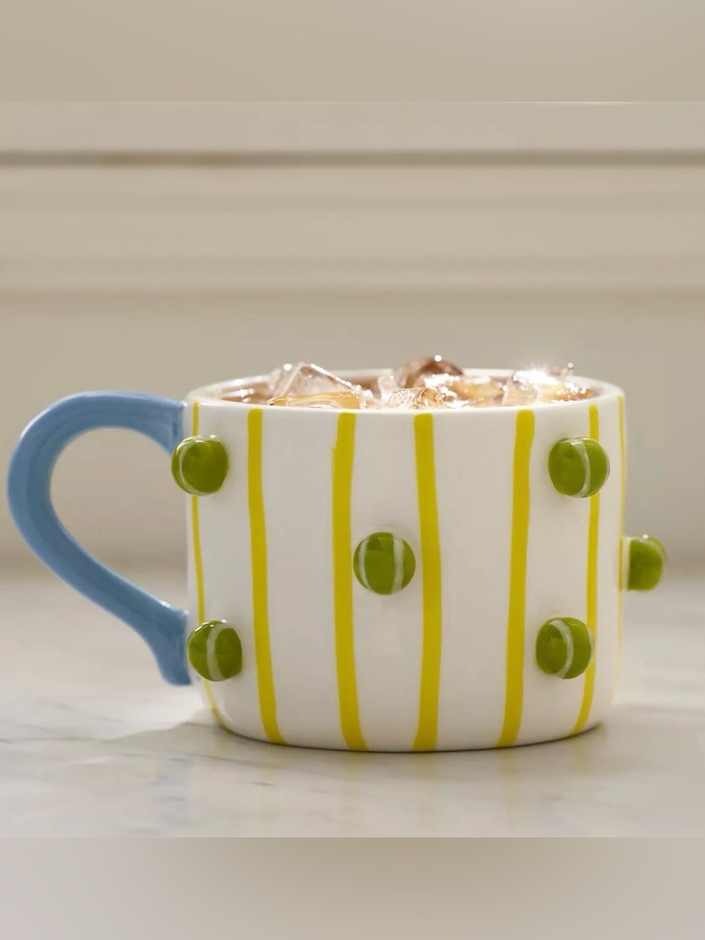 Winged Pupa By Anthropologie Tennis Mug w/3D Tennis Balls Artist Ekin Tuncer NWT